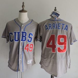 Cubs #49 Jake Arrieta Grey Flexbase Authentic Collection Alternate Road Stitched Jersey