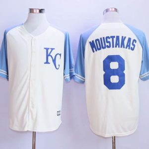 Royals #8 Mike Moustakas Cream Exclusive Vintage Stitched Jersey