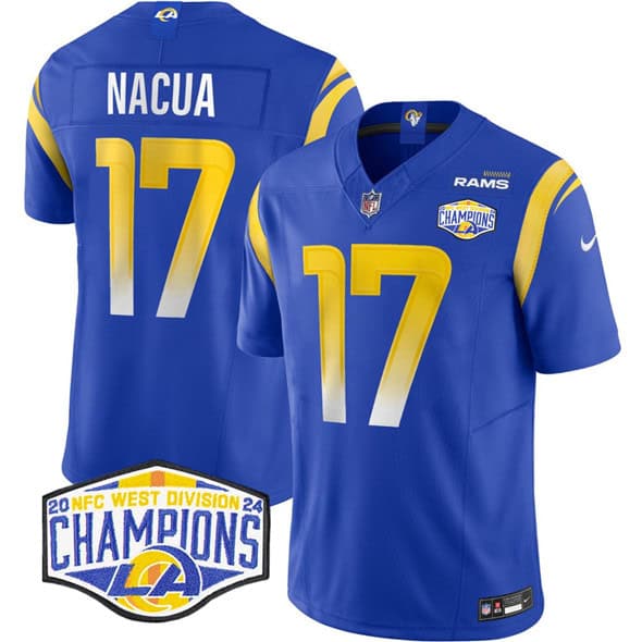 Los Angeles Rams #17 Puka Nacua Blue 2024 NFC West Champions F.U.S.E. Vapor Untouchable Stitched Jersey