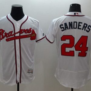 Braves #24 Deion Sanders White Flexbase Authentic Collection Stitched Jersey