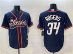 Detroit Tigers #34 Jake Rogers Navy With Patch Cool Base Stitched Jersey