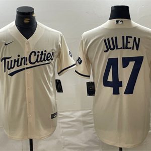 Minnesota Twins #47 Edouard Julien Cream Cool Base Stitched Jersey