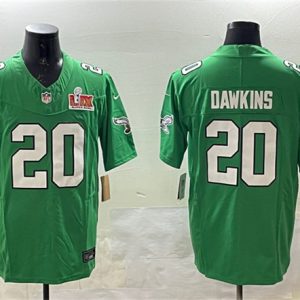 Philadelphia Eagles #20 Brian Dawkins Green 2025 Super Bowl LIX Patch F.U.S.E. Throwback Vapor Untouchable Limited Stitched Jersey