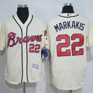 Braves #22 Nick Markakis Cream Flexbase Authentic Collection Stitched Jersey
