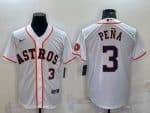 Houston Astros #3 Jeremy Pena White With Patch Cool Base Stitched Jersey