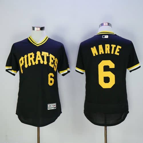 Pirates #6 Starling Marte Black Flexbase Authentic Collection Cooperstown Stitched Jersey