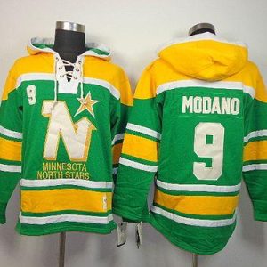 Stars #9 Mike Modano Green Sawyer Hooded Sweatshirt Stitched Jersey