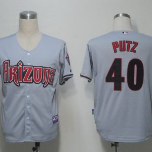 Diamondbacks #40 J.J Putz Grey Cool Base Stitched Jersey