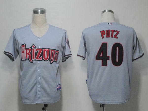 Diamondbacks #40 J.J Putz Grey Cool Base Stitched Jersey