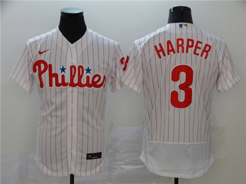 Philadelphia Phillies #3 Bryce Harper White Flex Base Stitched Jersey