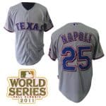 Rangers #25 Mike Napoli Grey Cool Base 2011 World Series Patch Stitched Jerseys