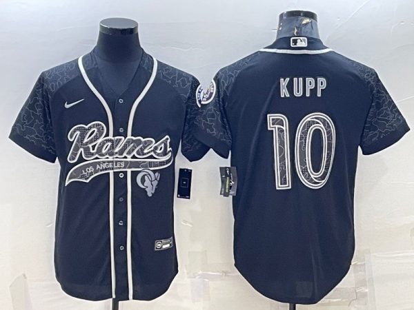 Los Angeles Rams #10 Cooper Kupp Black Reflective With Patch Cool Base Stitched Jersey