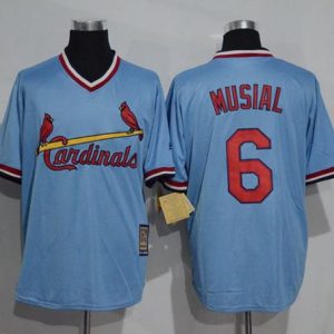 Cardinals #6 Stan Musial Blue Cooperstown Throwback Stitched Jersey