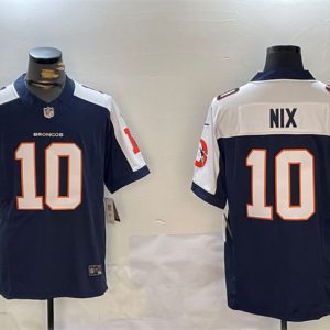 Denver Broncos #10 Bo Nix Navy 2024 F.U.S.E. V2 Throwback Vapor Limited Alternate Stitched Jersey