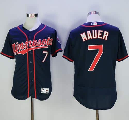 Twins #7 Joe Mauer Navy Blue Flexbase Authentic Collection Stitched Jersey