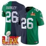 Philadelphia Eagles #26 Saquon Barkley Kelly Green Navy 2025 Super Bowl LIX Patch F.U.S.E. Vapor Untouchable Limited Stitched Jersey
