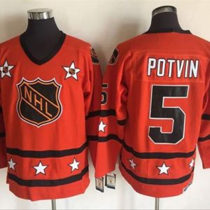 Islanders #5 Denis Potvin Orange All Star CCM Throwback Stitched Jersey