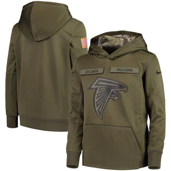 Youth Atlanta Falcons Olive Salute To Service Pullover Performance NFL Hoodie