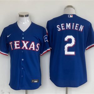 Texas Rangers #2 Marcus Semien Royal With Patch Cool Base Stitched Jersey