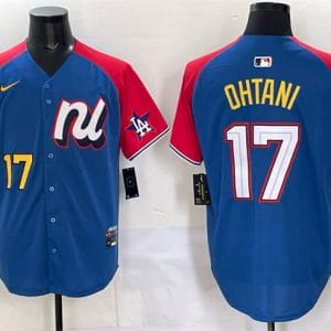 National League #17 Shohei Ohtani Blue Red Alternate 2025 All-Star Edition Limited Stitched Jersey