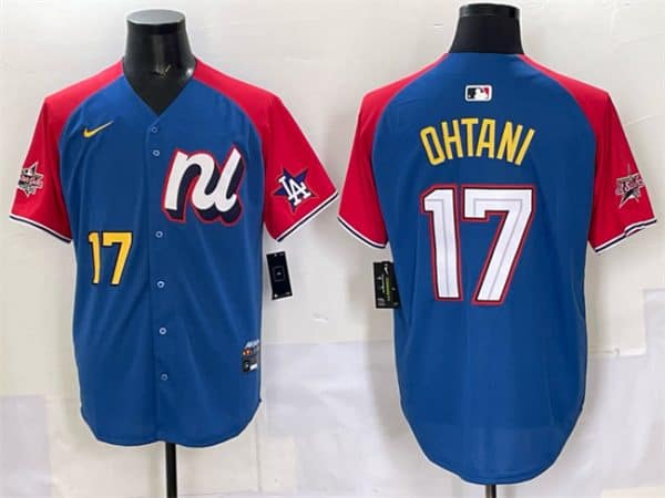 National League #17 Shohei Ohtani Blue Red Alternate 2025 All-Star Edition Limited Stitched Jersey
