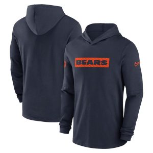 Chicago Bears Navy Sideline Performance Hoodie