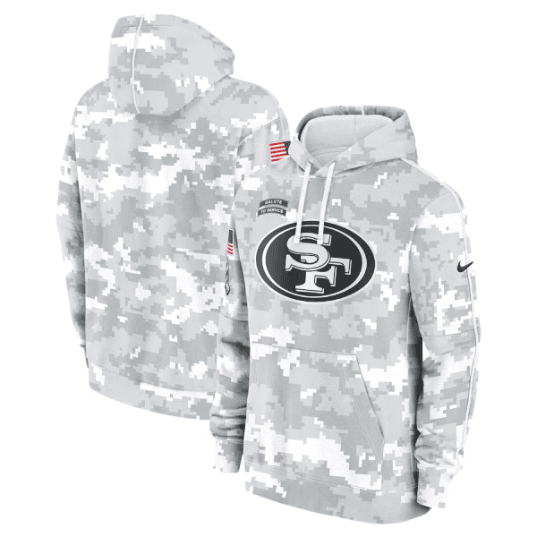 San Francisco 49ers 2024 Arctic Camo Salute To Service Club Fleece Pullover Hoodie