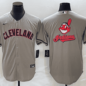 Cleveland Guardians Gray Team Big Logo Cool Base Stitched Jersey