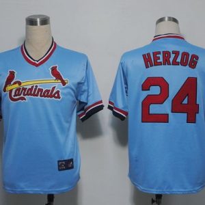 Mitchell And Ness Cardinals #24 Whitey Herzog Blue Throwback Stitched Jersey