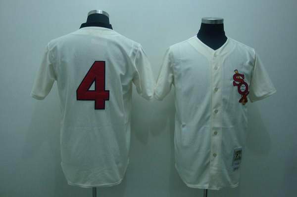 Mitchell And Ness White Sox #4 Luke Appling Stitched Cream Throwback Jersey