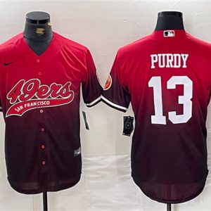 San Francisco 49ers #13 Brock Purdy Red Black With Patch Cool Base Stitched Jersey