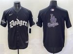 Los Angeles Dodgers Team Big Logo Black 2025 LA Gothic Style With 2024 World Series Champions Patch Vapor Premier Limited Stitched Jersey