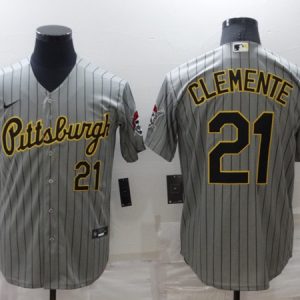 Pittsburgh Pirates #21 Roberto Clemente Dark Grey Cool Base Stitched Jersey