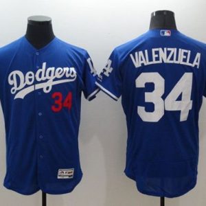 Dodgers #34 Fernando Valenzuela Blue Flexbase Authentic Collection Stitched Jersey