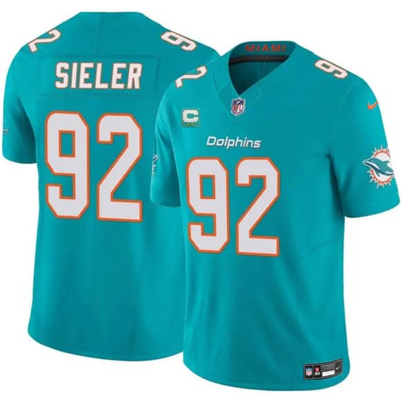 Miami Dolphins #92 Zach Sieler Aqua 2025 F.U.S.E. With 2-Star C Patch Vapor Limited Stitched Jersey