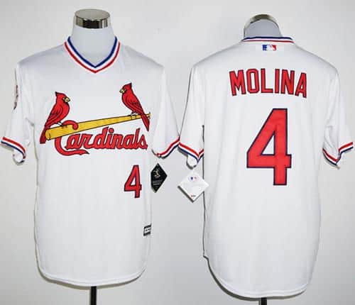 Cardinals #4 Yadier Molina White New Cool Base Cooperstown Stitched Jersey