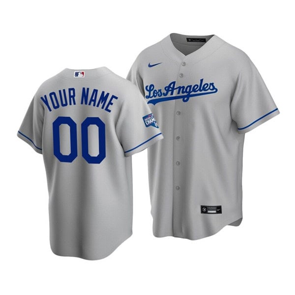 Los Angeles Dodgers Customized Custom Grey 2020 World Series Champions Home Patch Stitched Jersey