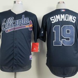 Braves #19 Andrelton Simmons Blue Cool Base Stitched Jersey