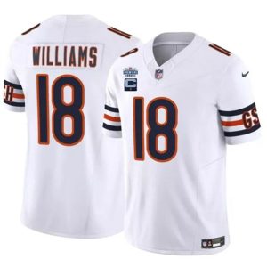 Chicago Bears #18 Caleb Williams White 2024 F.U.S.E. With Draft Patch And 1-Star C Patch Vapor Stitched Jersey