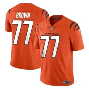 Cincinnati Bengals #77 Trent Brown Orange Vapor Untouchable Limited Stitched Jersey