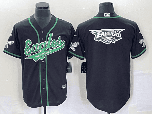 Philadelphia Eagles Black Team Big Logo Cool Base Stitched Jersey