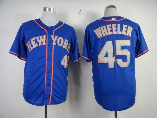 Mets #45 Zack Wheeler Blue(Grey NO.) Alternate Road Cool Base Stitched Jersey