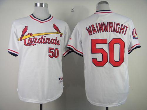 Cardinals #50 Adam Wainwright White 1982 Turn Back The Clock Stitched Jersey