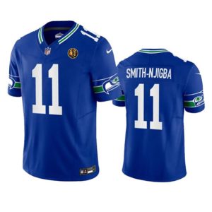 Seattle Seahawks #11 Jaxon Smith-Njigba Royal 2023 F.U.S.E. Throwback With John Madden Patch Vapor Limited Stitched Jersey