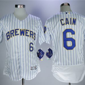 Milwaukee Brewers #6 Lorenzo Cain White Flexbase Stitched Jersey