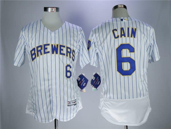 Milwaukee Brewers #6 Lorenzo Cain White Flexbase Stitched Jersey