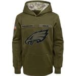 Youth Philadelphia Eagles Olive Salute To Service Pullover Performance NFL Hoodie