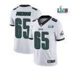 Philadelphia Eagles #65 Lane Johnson White Super Bowl LVII Patch Vapor Untouchable Limited Stitched Jersey