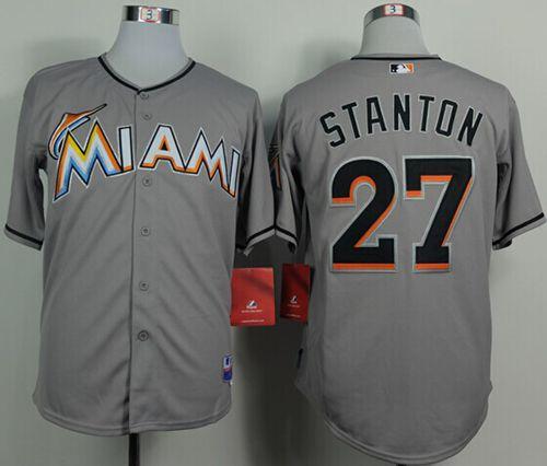 Marlins #27 Giancarlo Stanton Grey 2012 Road Stitched Jersey