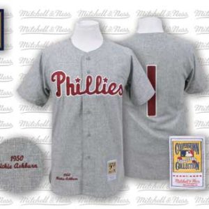 Mitchell And Ness 1950 Phillies #1 Richie Ashburn Grey Stitched Jersey